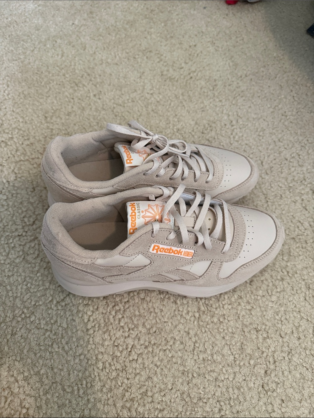 Reebok Beige and Orange Women's Athletic Sneakers